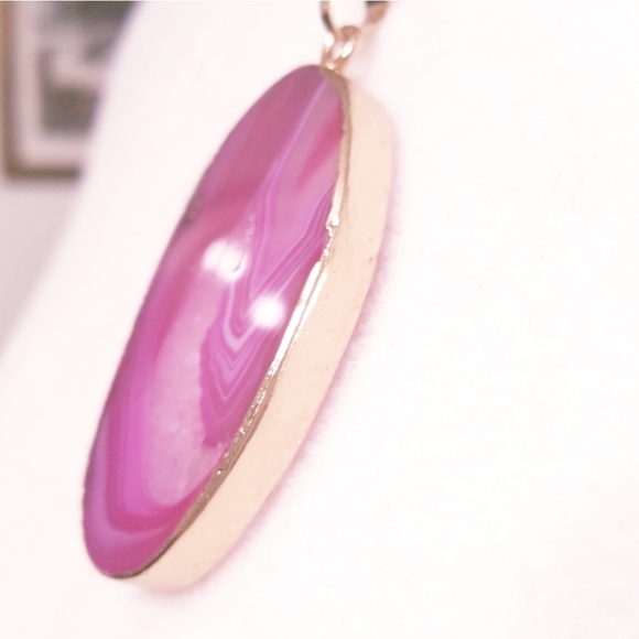 NWOT 16" Quartz agate druzy stone pendent necklace - Picture 2 of 4